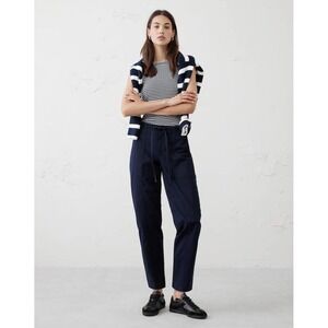 New Banana Republic Pants Size Large Mid-Rise Tapered Chino Navy Blue Cotton